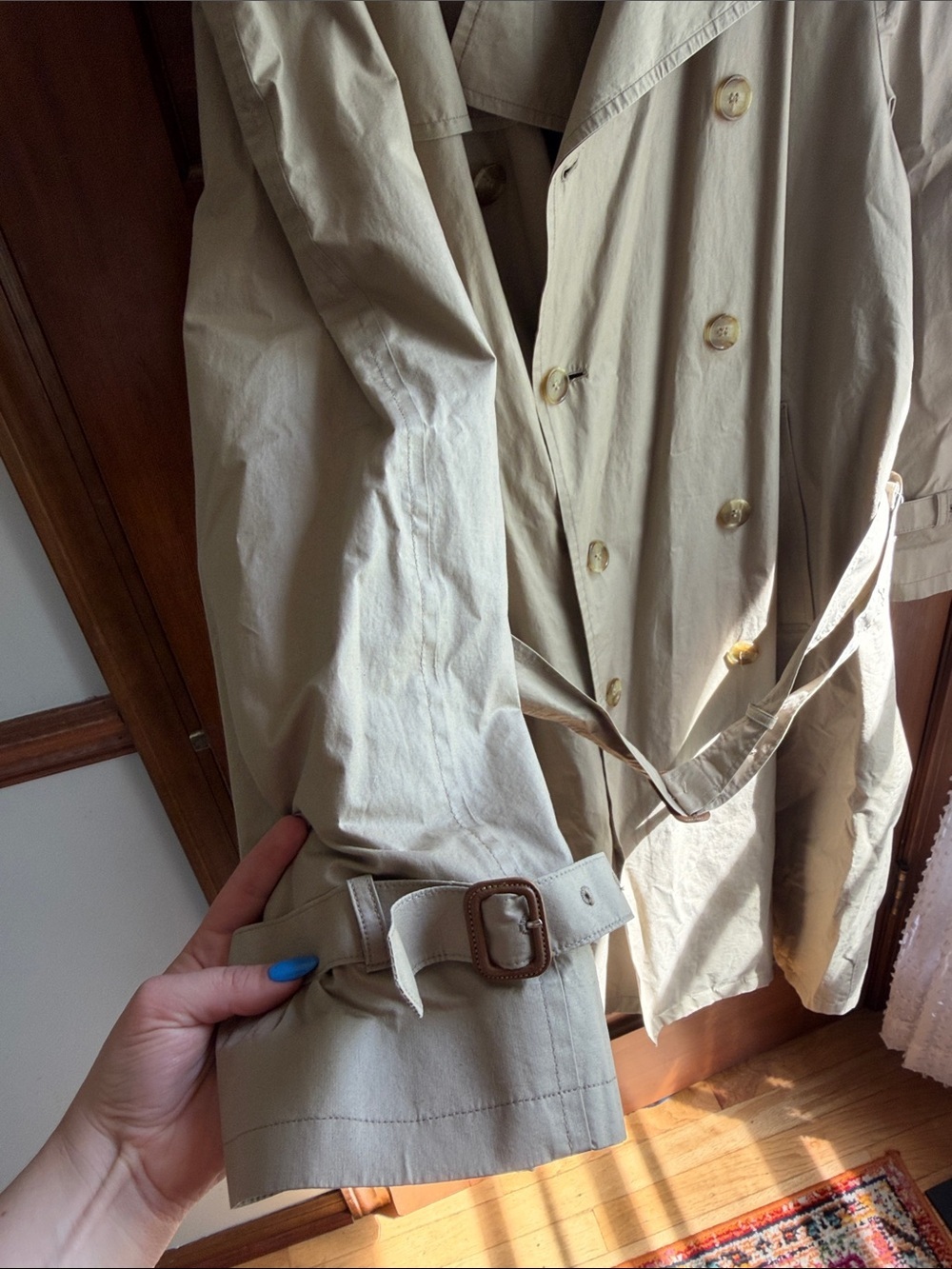 VINTAGE BROOKS BROTHERS DOUBLE BREASTED TRENCH COAT SZ 44 - Picture 4 of 12